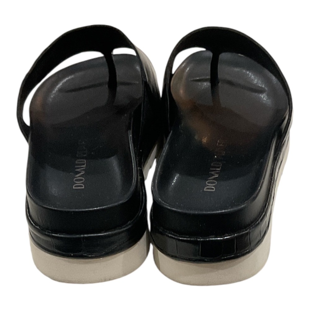 Donald Pliner Lyla Black Leather Platform Thong Sandals Womens 5M soft - Picture 4 of 5